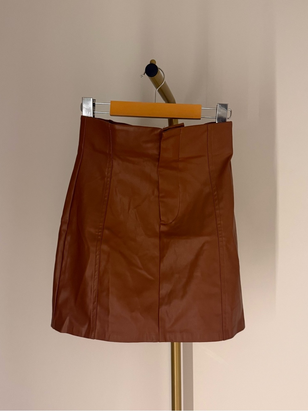 Zara Faux Leather Mini Skirt - Chestnut Brown Size XS